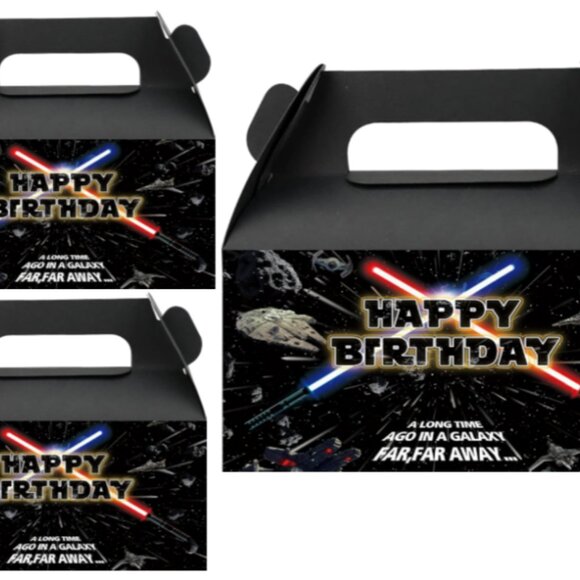 Star Theme Birthday Party Favor Boxes, Galaxy Design Gift Boxes with Lightsaber - Picture 3 of 5